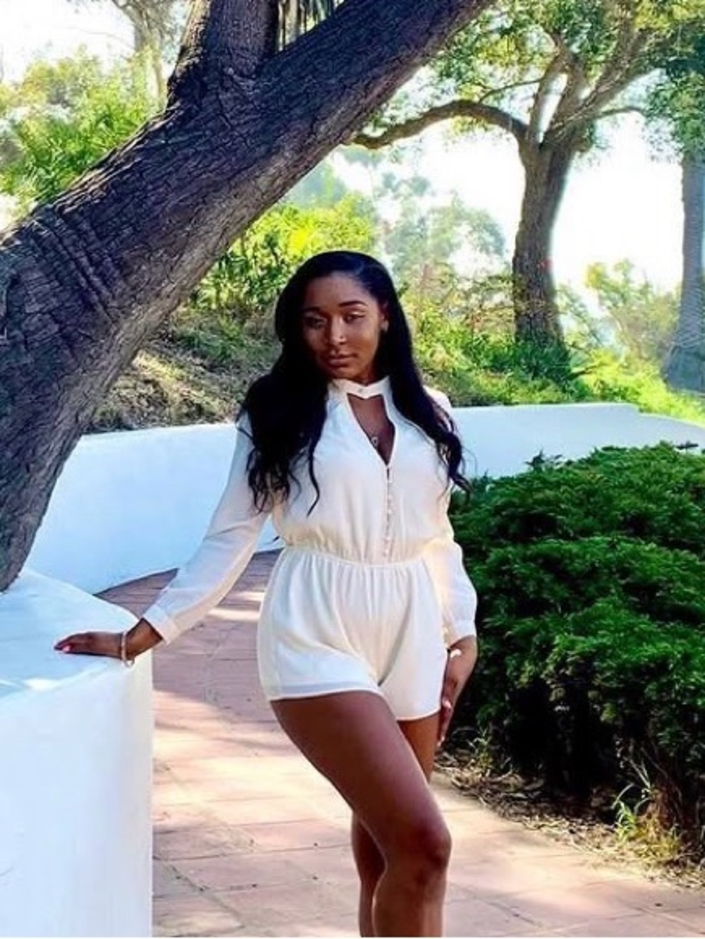 White Long-Sleeve Romper